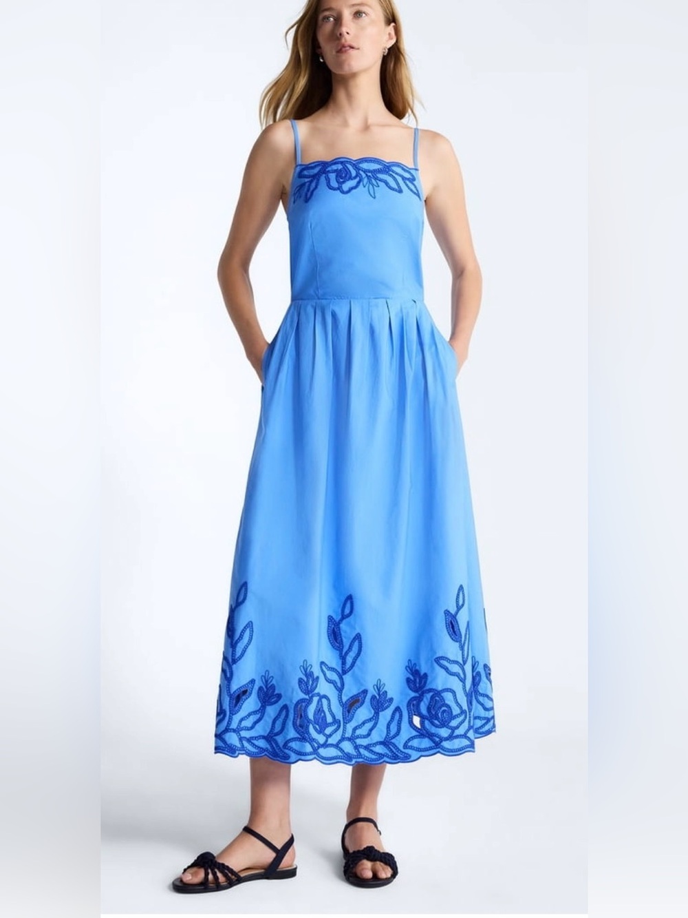 Free Assembly Women’s Embroidered Cotton Midi Dress